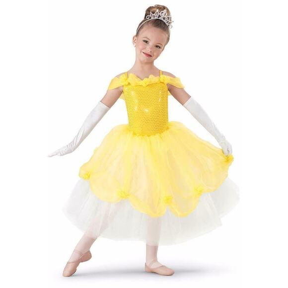 Dance Costume Weissman 5023 Medium Child Yellow Ballet belle Princess Pageant - Picture 1 of 3